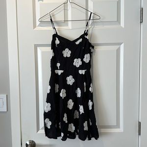 Cotton on size XS black mini dress with white florals